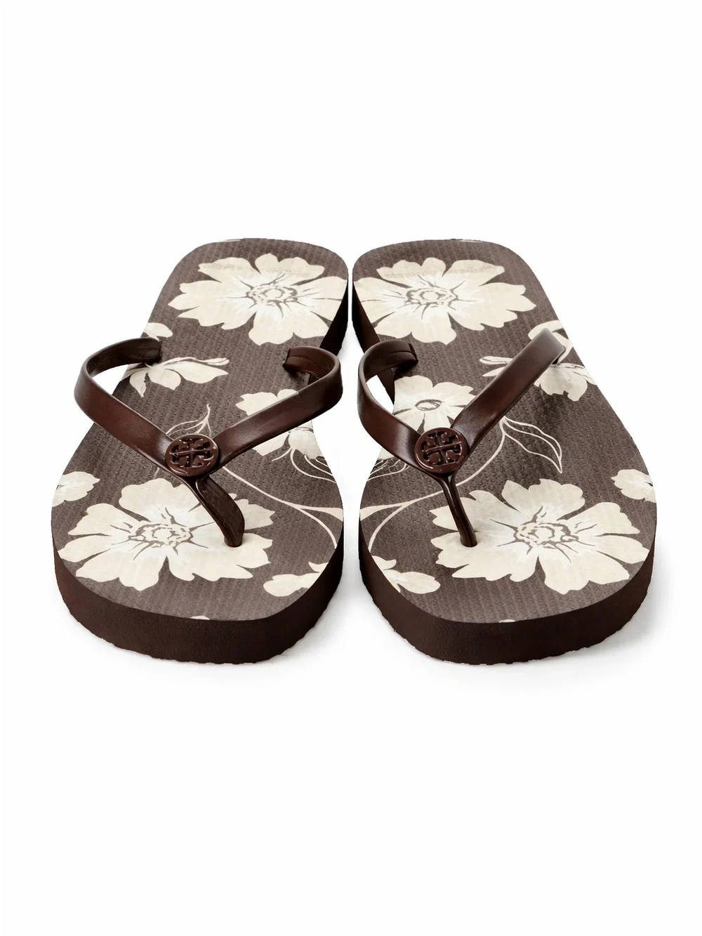 Tory Burch Mocha Falls Floral Flip Flops NWT